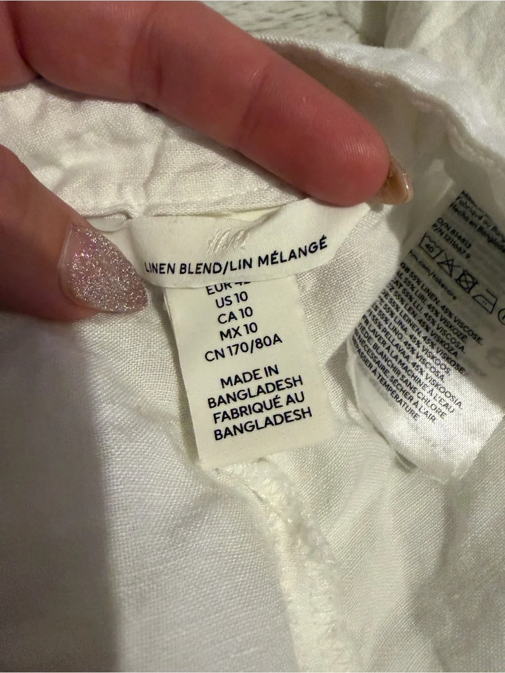 H&M White Wide-Leg Linen Blend Trousers